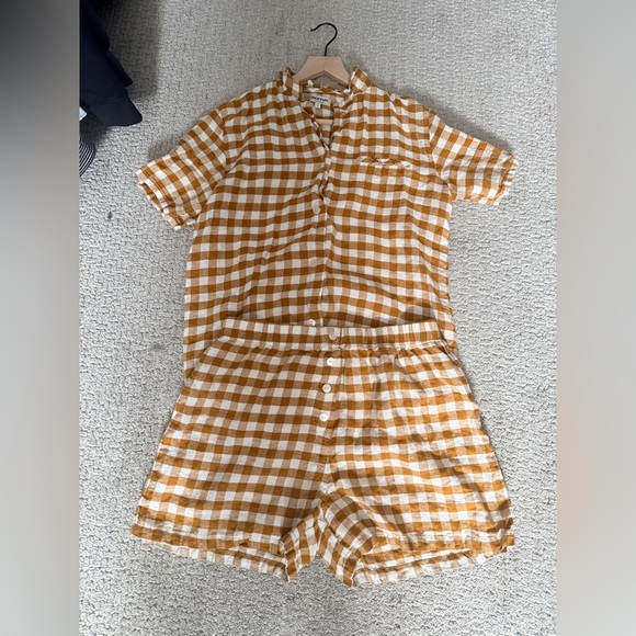 Morrow Soft Goods 100% Linen Esme Plaid Shirt and Shorts Set size Small - Picture 4 of 9